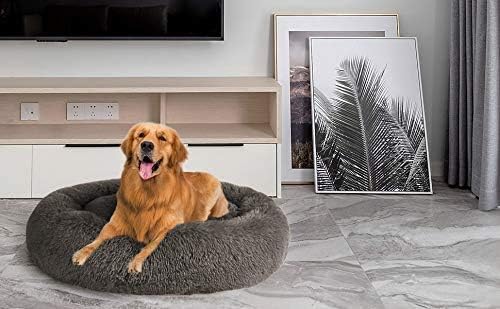 MFOX Calming Dog Bed Cat Bed Donut, Faux Fur | PetNestUK