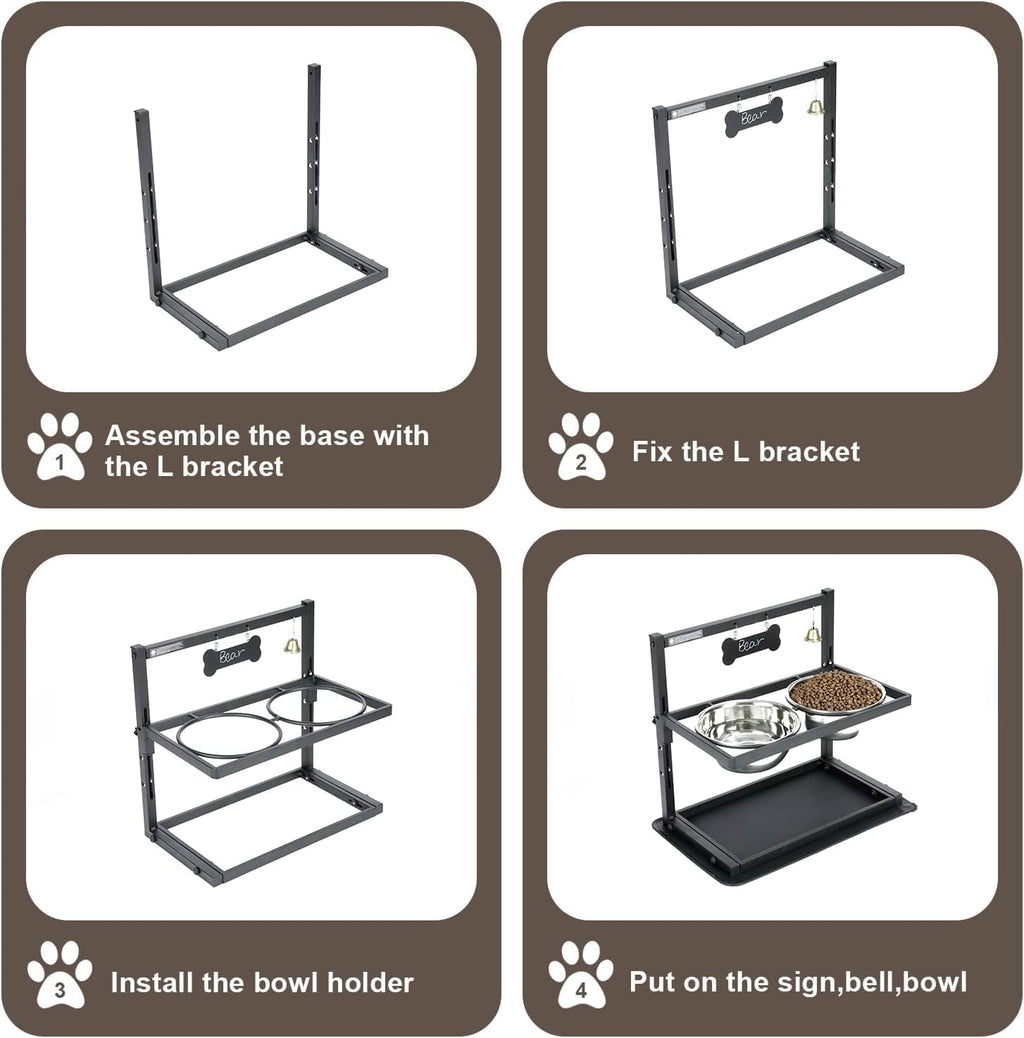 Raised Dog Bowl Height-Adjustable, Dog bowls | PetNestUK