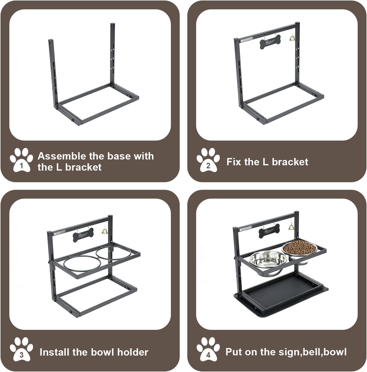 Raised Dog Bowl Height-Adjustable, Dog bowls | PetNestUK