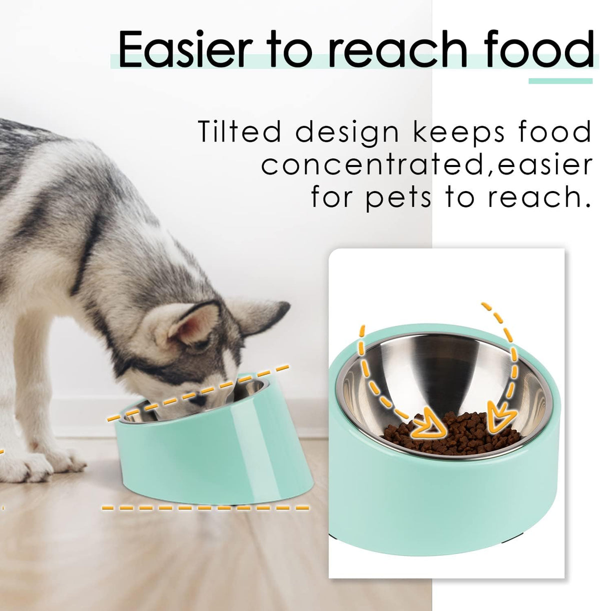 SuperDesign Slanted Stainless-Steel Pet Bowl