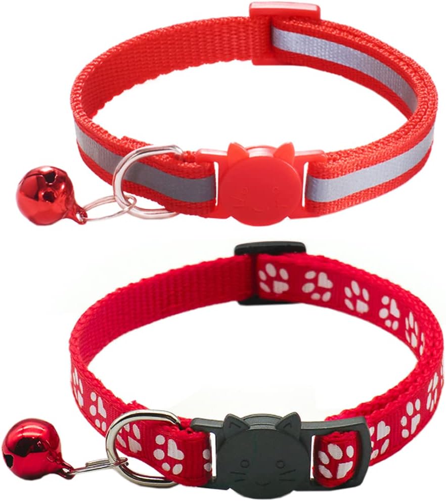 Qinao Reflective Cat Collars with Bells, Pack of 2