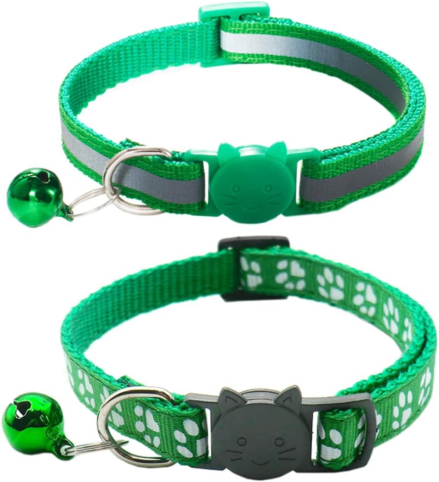 Qinao Reflective Cat Collars with Bells, Pack of 2