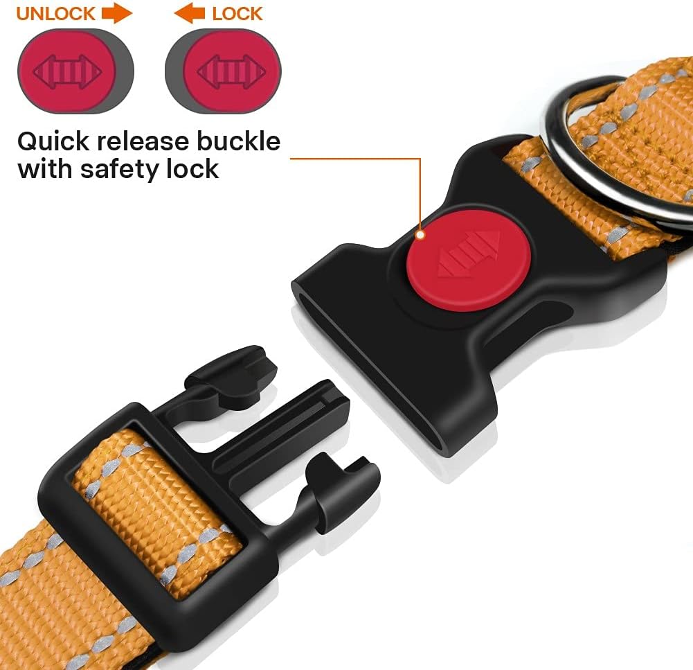 Taglory Reflective Nylon Dog Collar with Safety | PetNestUK