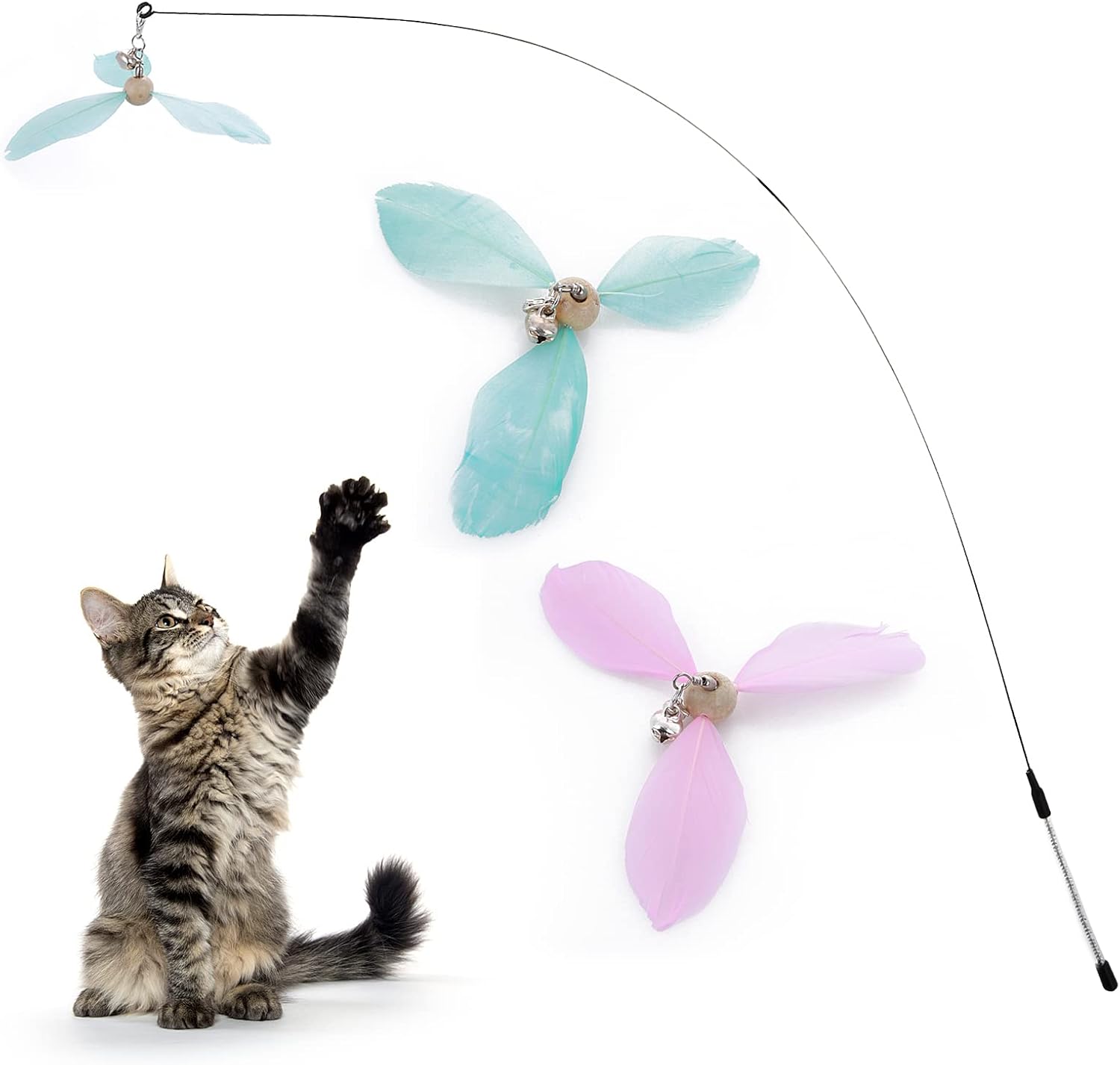 cobee Cat Feather Toys, Soft Cat Wand Toy with | PetNestUK