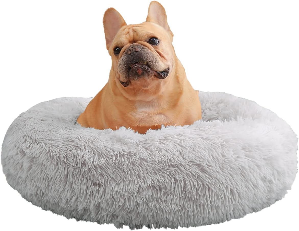 UUEMB 50cm Calming Dog Cat Bed, Plush Donut Pets | PetNestUK