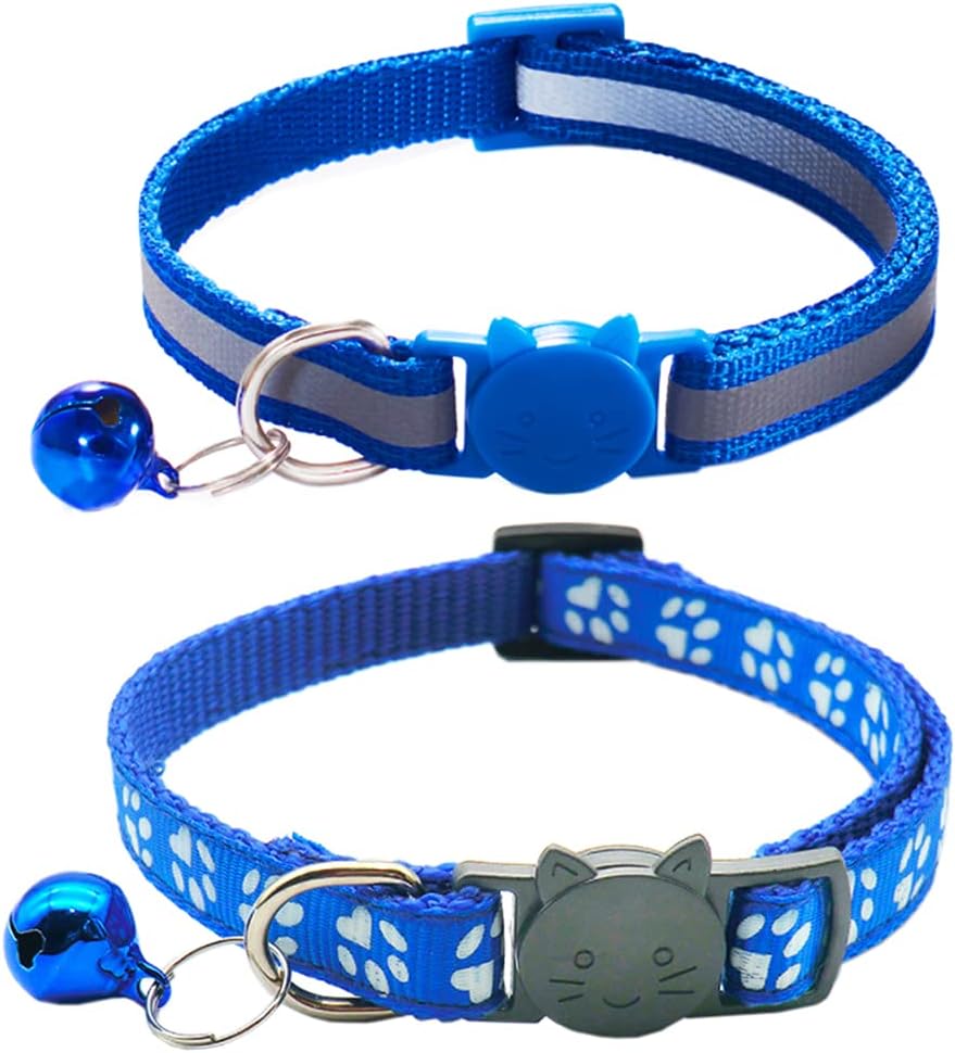 Qinao Reflective Cat Collars with Bells, Pack of 2