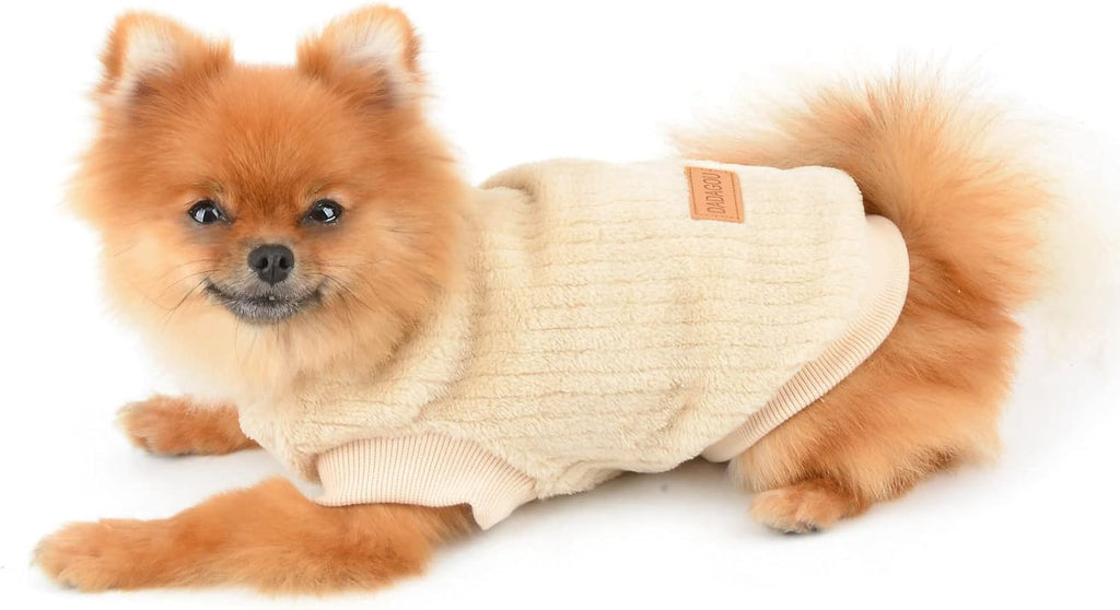 SMALLLEE_LUCKY_STORE Pet Ribbed Fleece Jumpers | PetNestUK