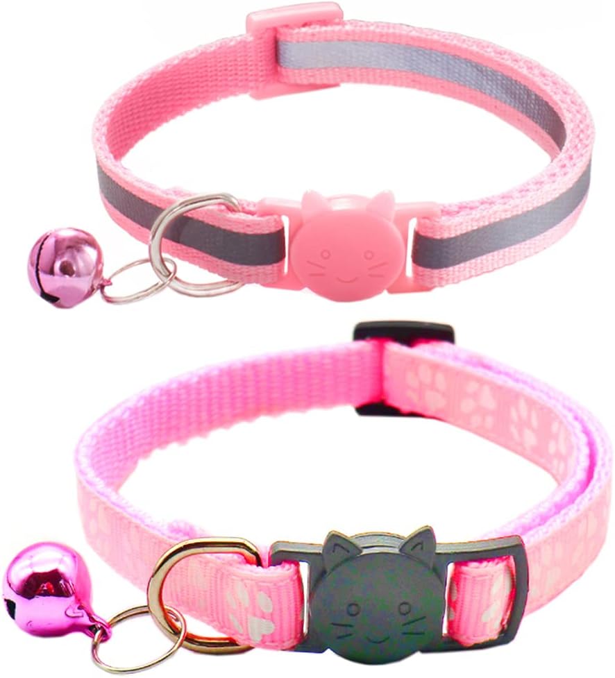 Qinao Reflective Cat Collars with Bells, Pack of 2