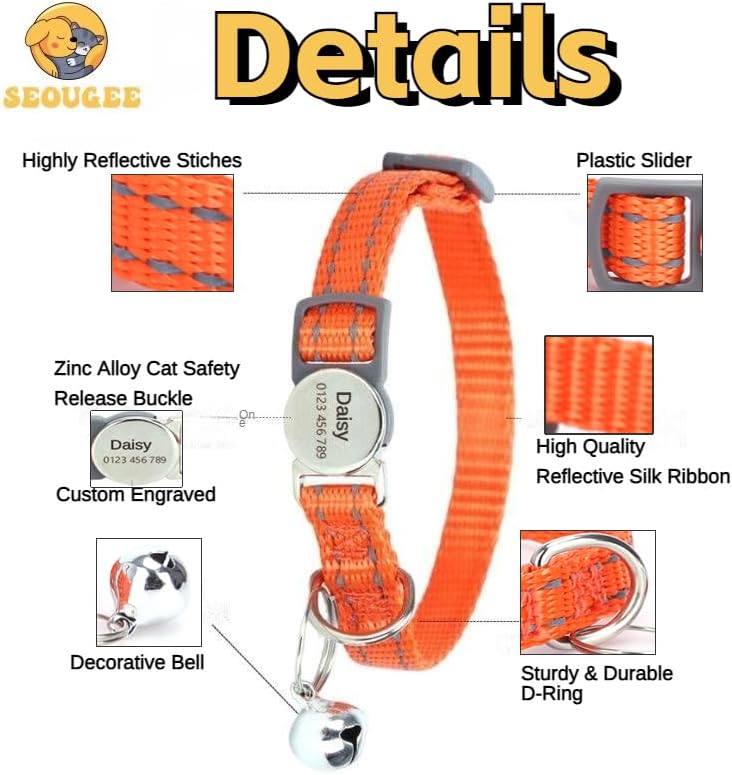 SEOUGEE Cat Collar Quick Release with | PetNestUK