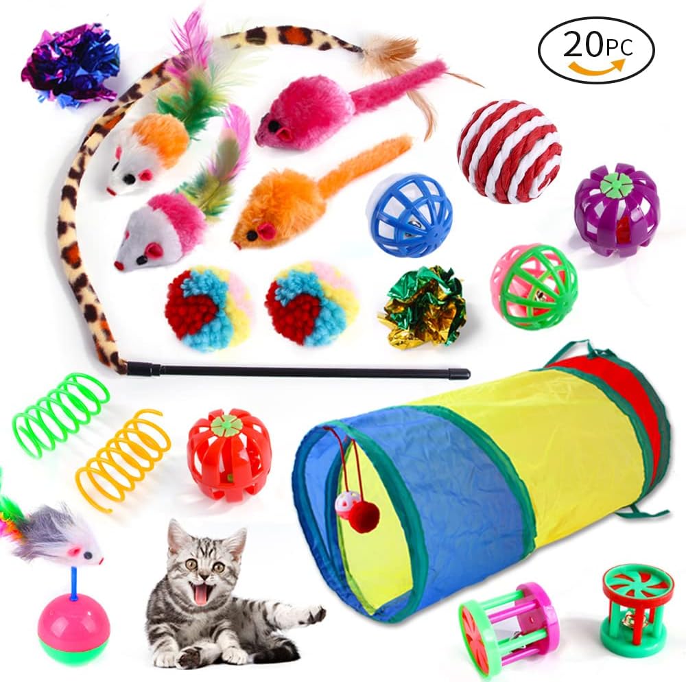 20 Pcs Cat Toys for Indoor Kitten, Collapsible | PetNestUK