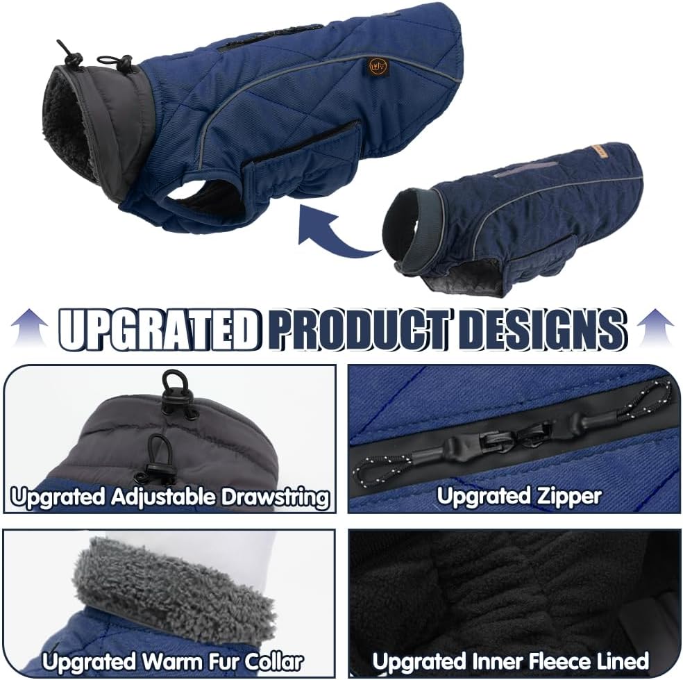 EMUST Winter Dog Coats, Fleece Dog Apparel for | PetNestUK