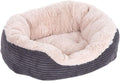 Rosewood Grey Jumbo Cord/Plush Oval Dog Bed, | PetNestUK