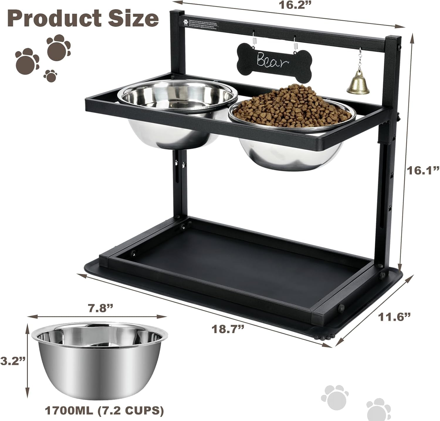 Raised Dog Bowl Height-Adjustable, Dog bowls | PetNestUK