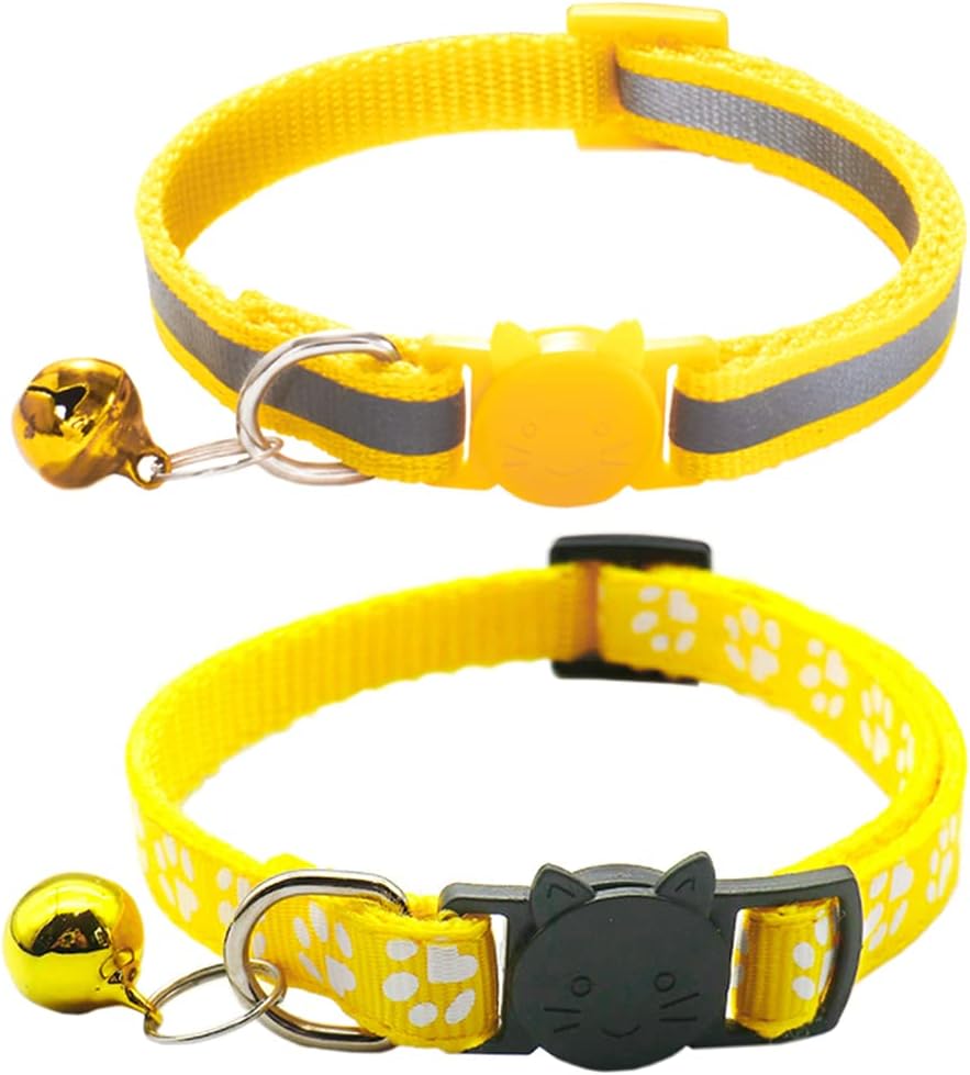 Qinao Reflective Cat Collars with Bells, Pack of 2