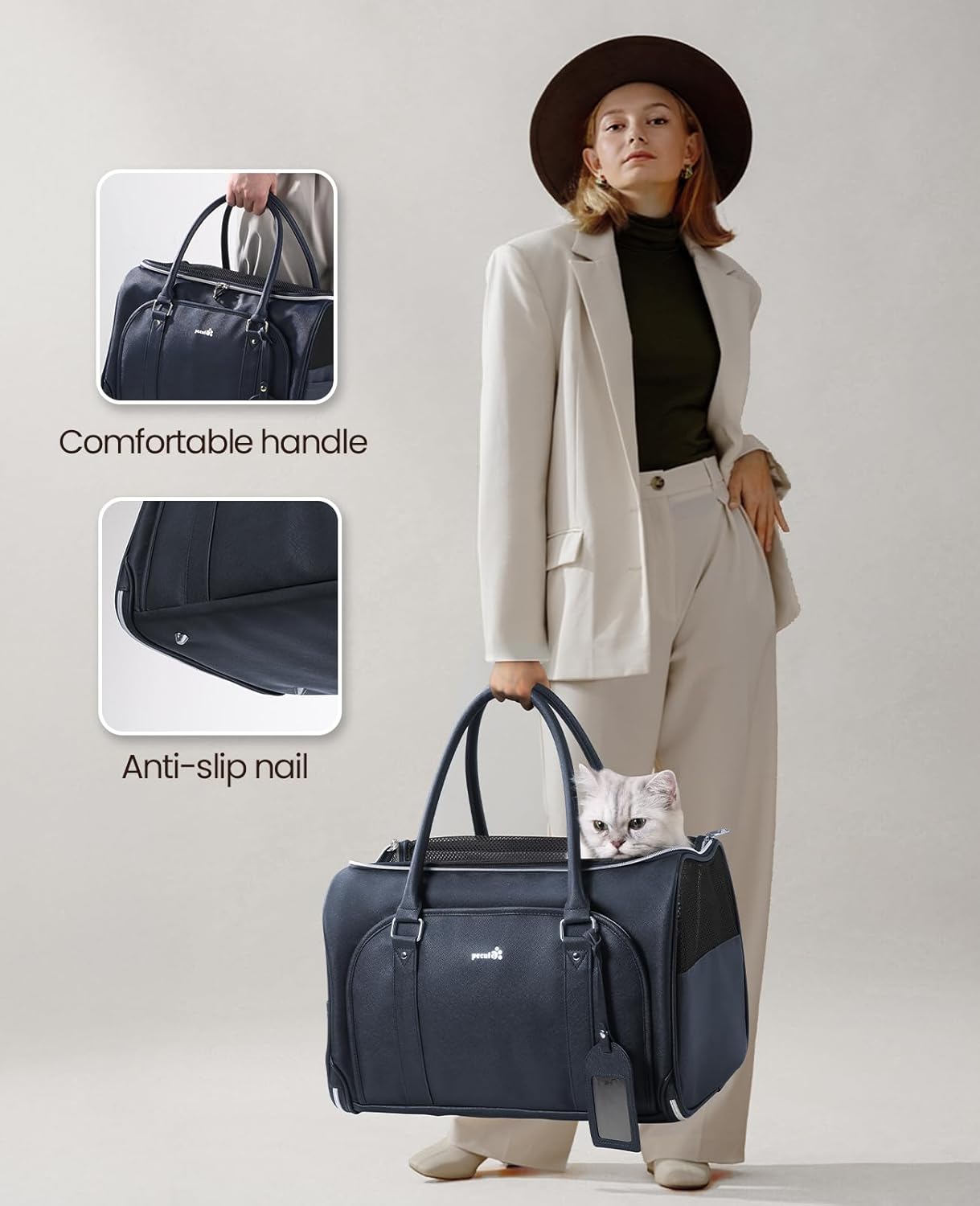 pecute® Cat Carrier, Elegant PU Material Cat | PetNestUK