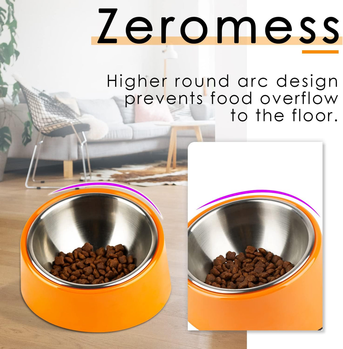 SuperDesign Slanted Stainless-Steel Pet Bowl