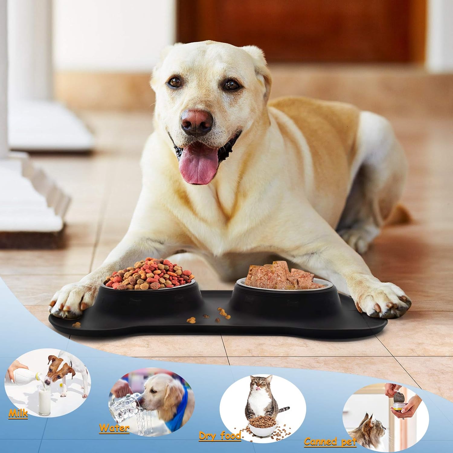 Dog Bowls, Puppy Bowl YOKA Double Stainless | PetNestUK