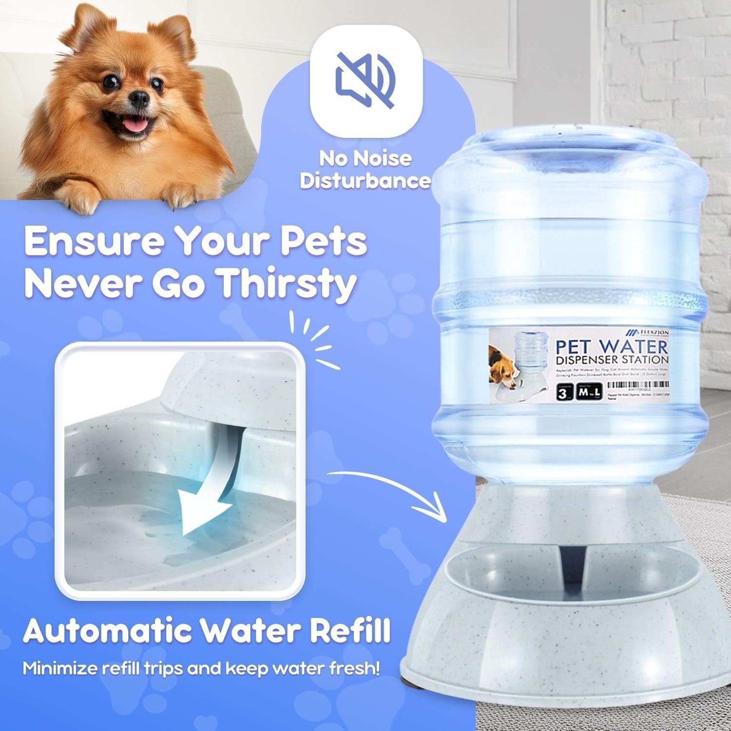 Flexzion Gravity Pet Water Dispenser Drinking | PetNestUK