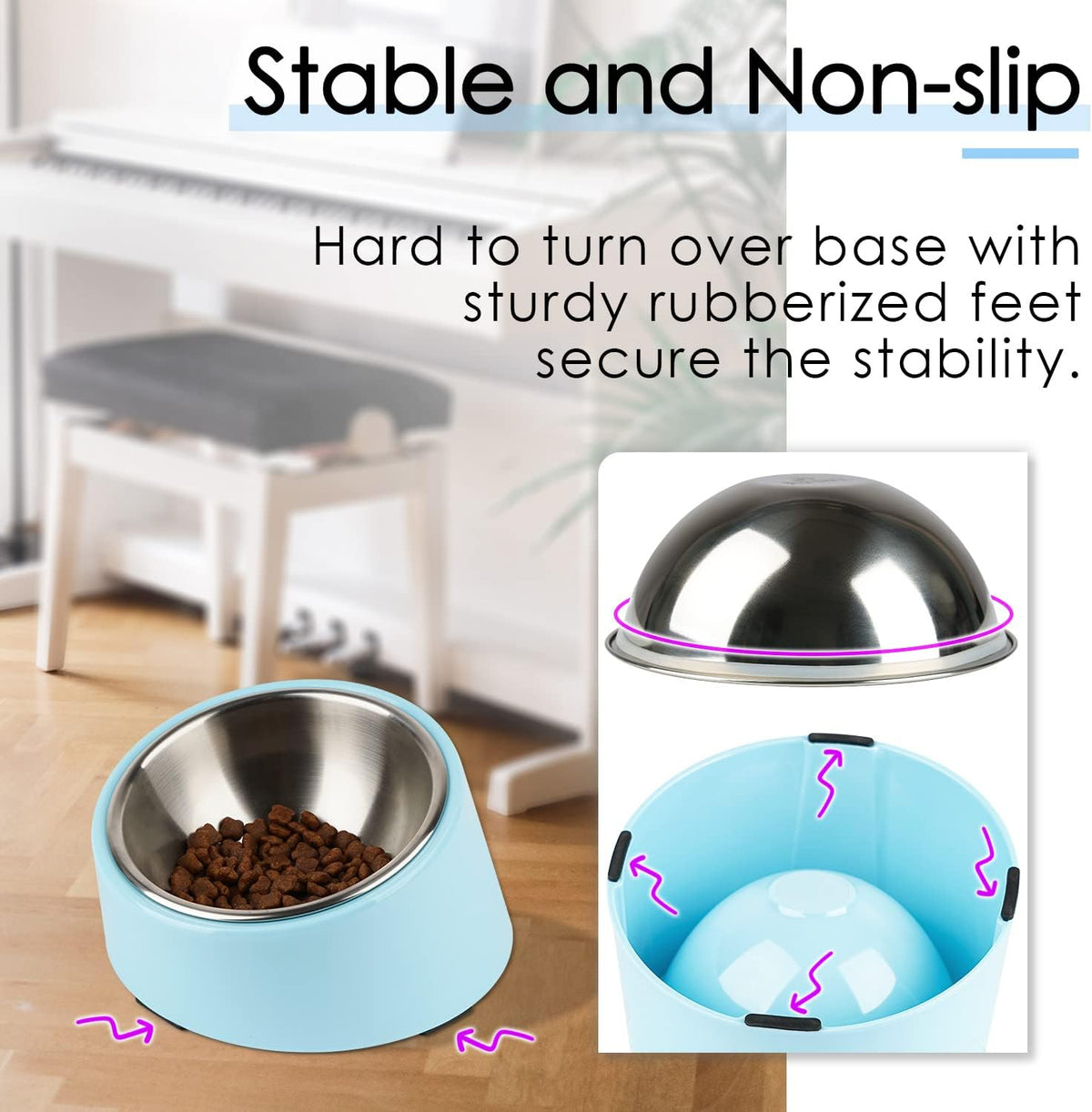 SuperDesign Slanted Stainless-Steel Pet Bowl