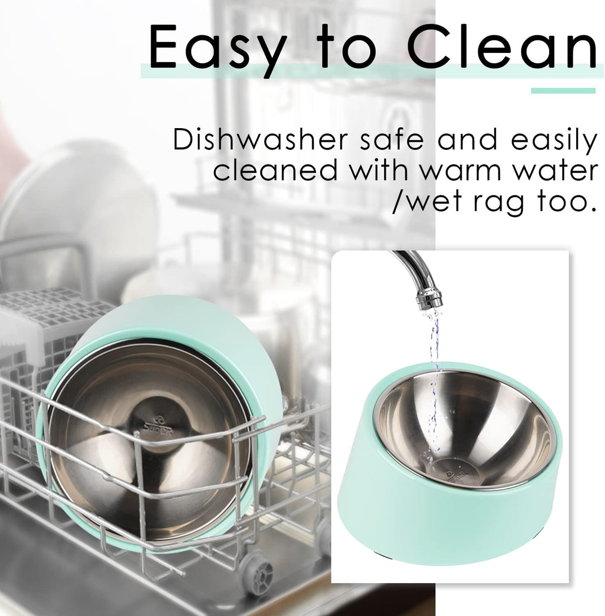 SuperDesign Slanted Stainless-Steel Pet Bowl