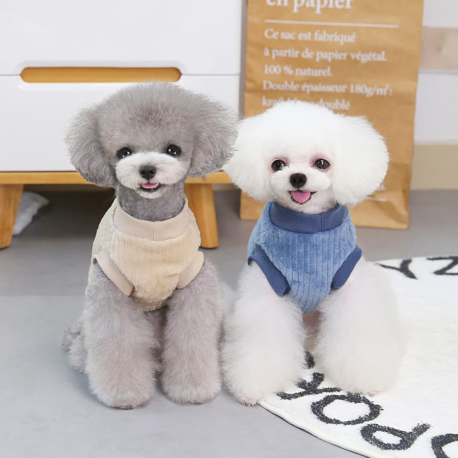 SMALLLEE_LUCKY_STORE Pet Ribbed Fleece Jumpers | PetNestUK