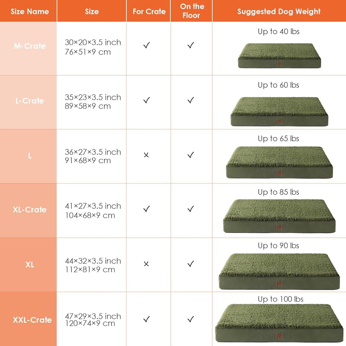 EHEYCIGA Foam Dog Mattress with Removable Cover