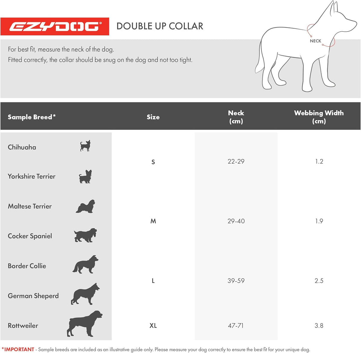 EzyDog Double Up Adjustable Dog Collar