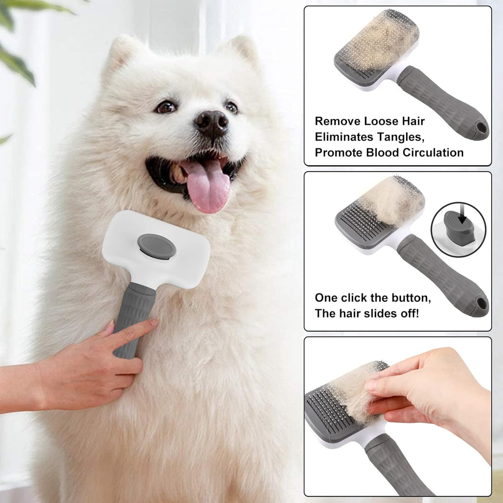 Dog Brush Cat Brush Grooming Comb,Self Cleaning | PetNestUK