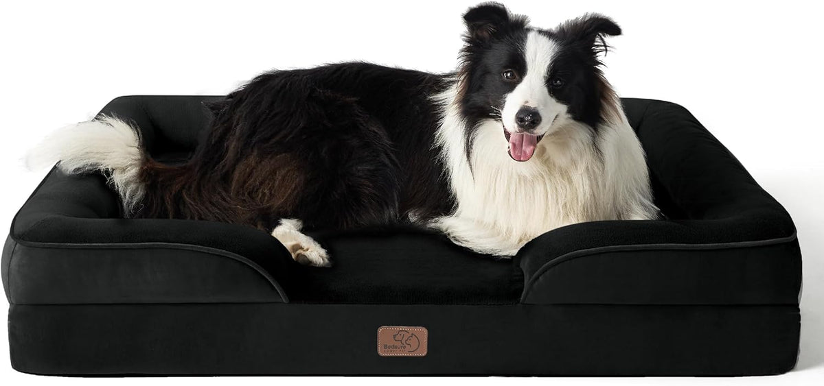 Bedsure Foam Dog Sofa Bed with Bolster Sides
