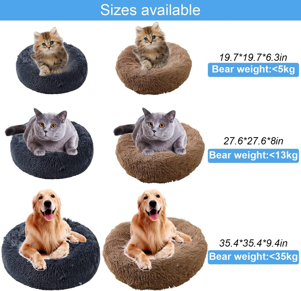 UUEMB 50cm Calming Dog Cat Bed, Plush Donut Pets | PetNestUK