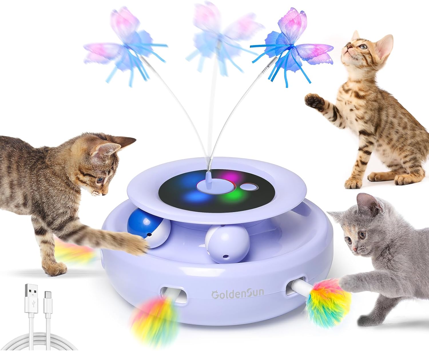 GoldenSun 3-In-1 Interactive Cat Toys for Indoor | PetNestUK