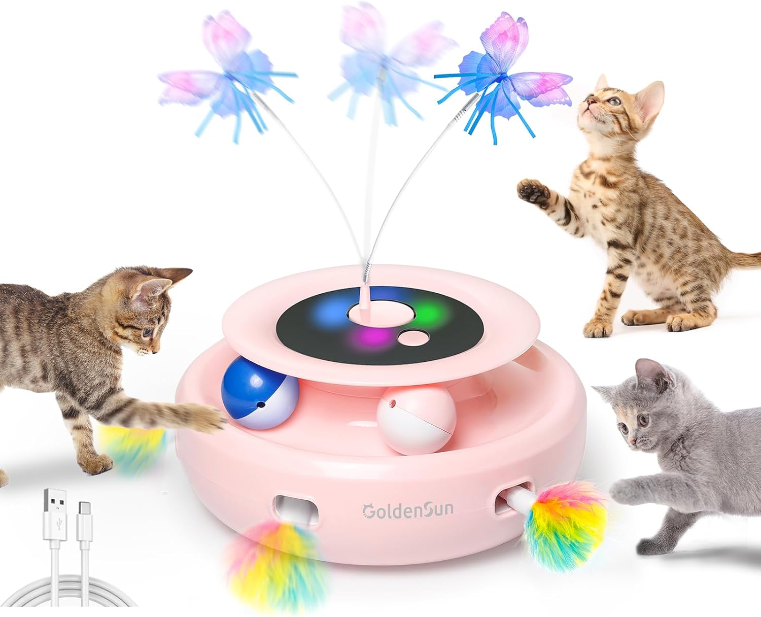 GoldenSun 3-In-1 Interactive Cat Toys for Indoor | PetNestUK