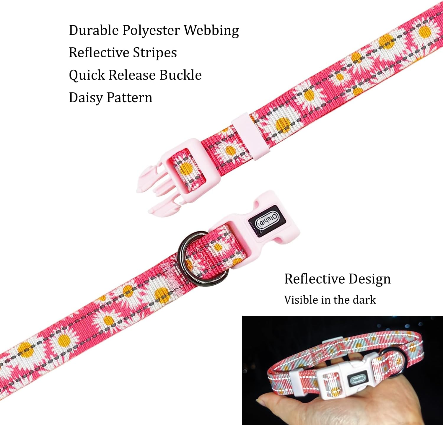 Olahibi Daisy Pattern Dog Collar and Leash | PetNestUK