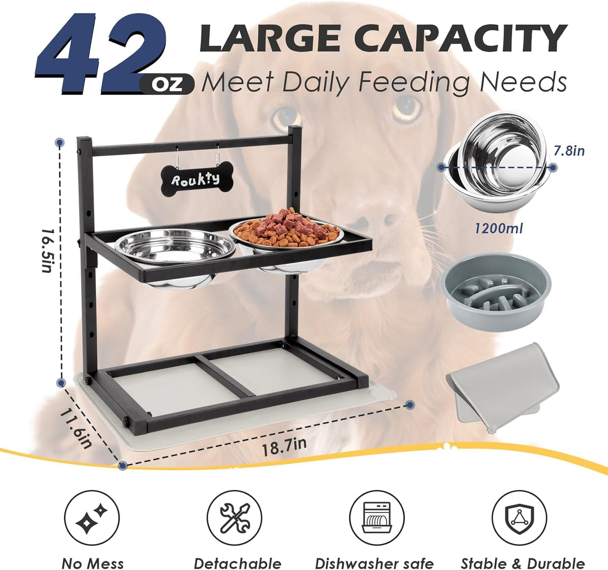 ADENGL Height-Adjustable Dog Feeding Stand