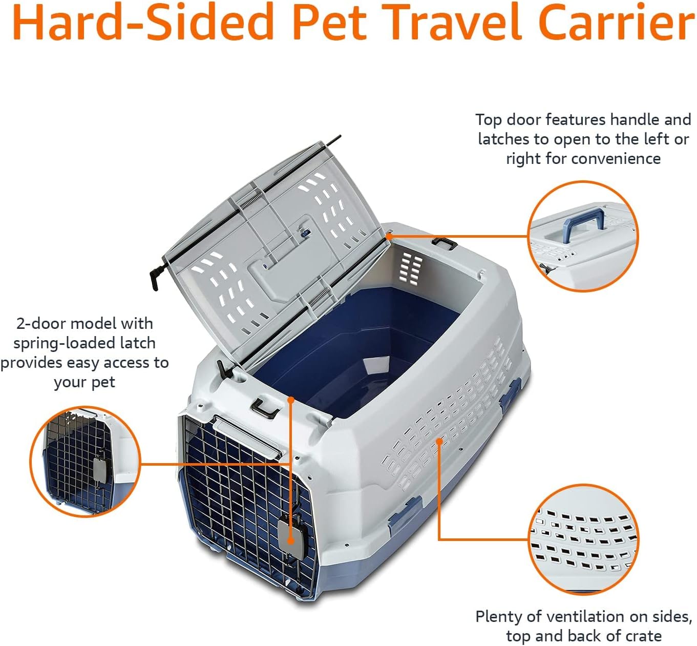 PetNestUK Basics Hard-Sided Cat Carrier, Two-Door | PetNestUK
