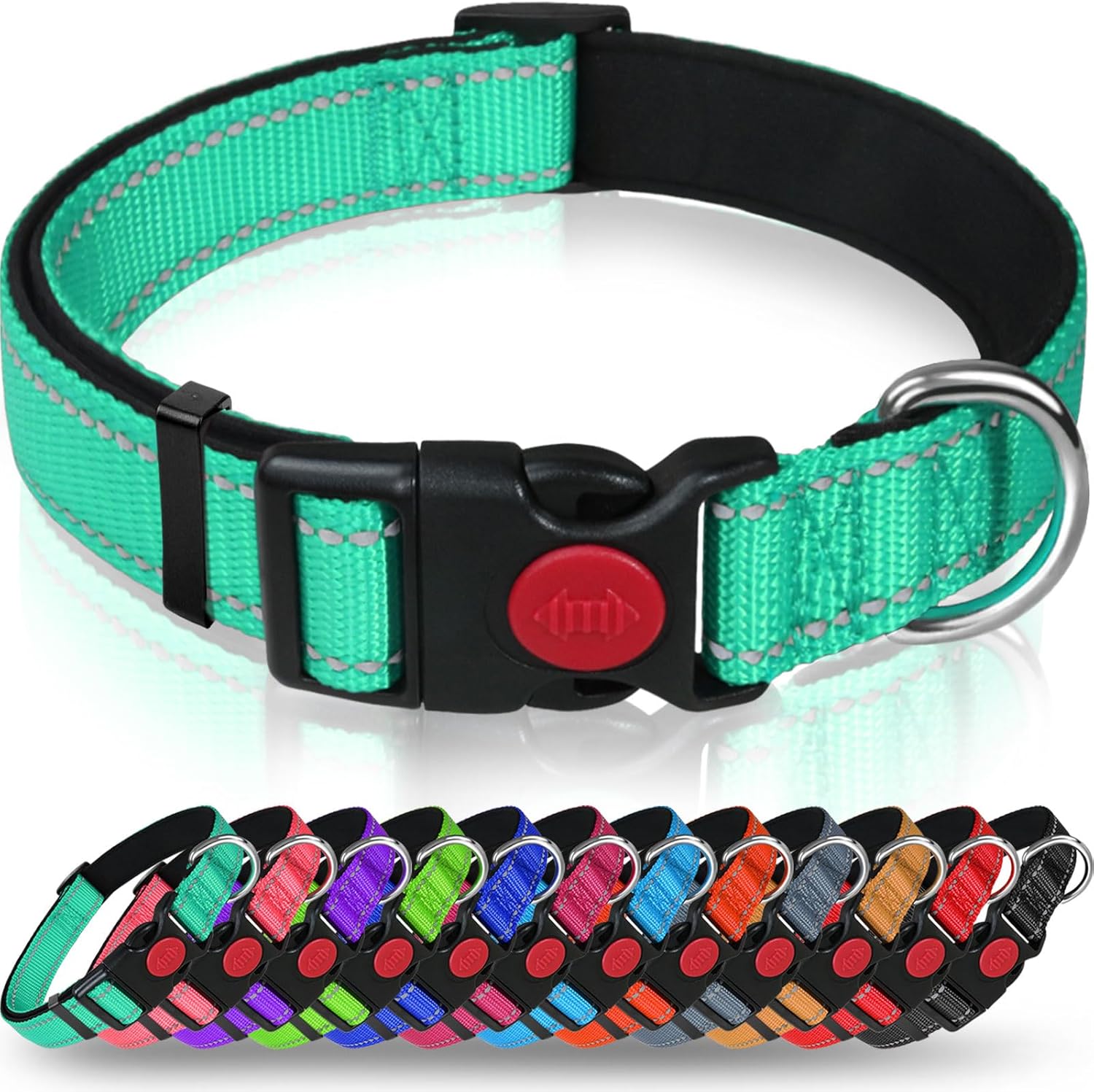 Taglory Reflective Nylon Dog Collar with Safety | PetNestUK