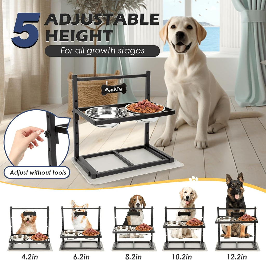 Raised Dog Bowl Height-Adjustable, Dog bowls | PetNestUK