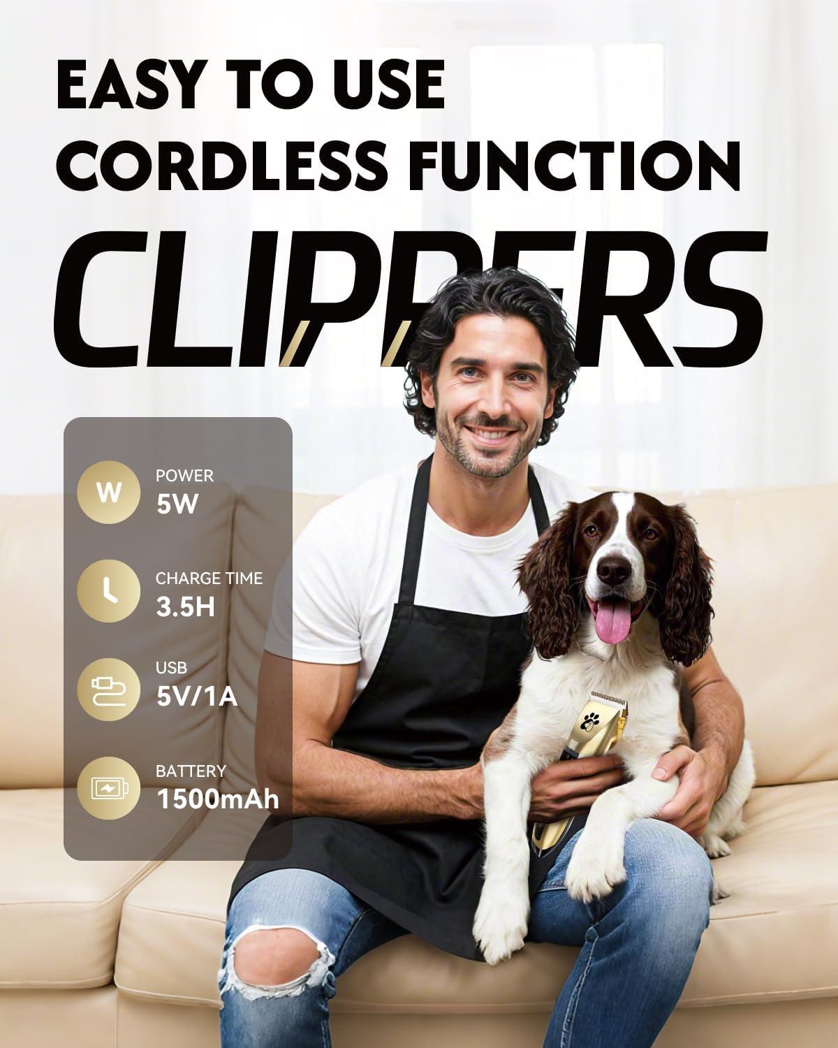 Dog Clippers Cordless, Professional Dog Trimmer, | PetNestUK
