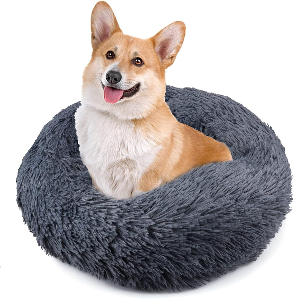UUEMB 50cm Calming Dog Cat Bed, Plush Donut Pets | PetNestUK