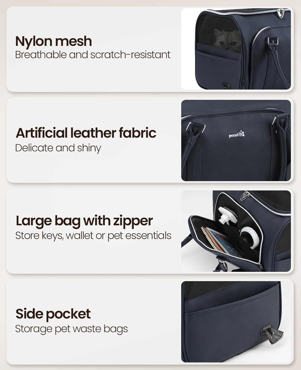 pecute® Cat Carrier, Elegant PU Material Cat | PetNestUK