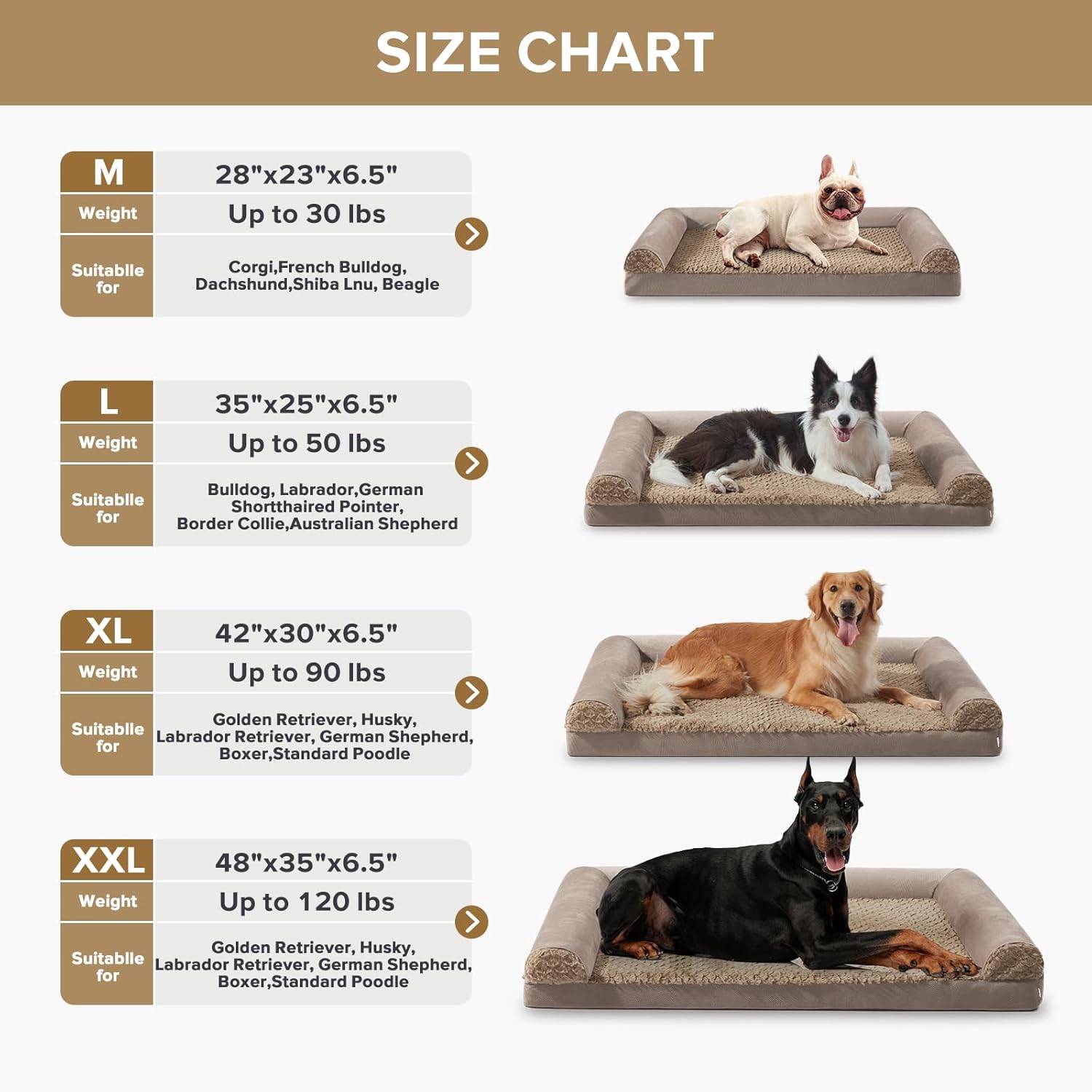 FURTIME Large Dog Bed(89 x 64cm), Orthopedic | PetNestUK