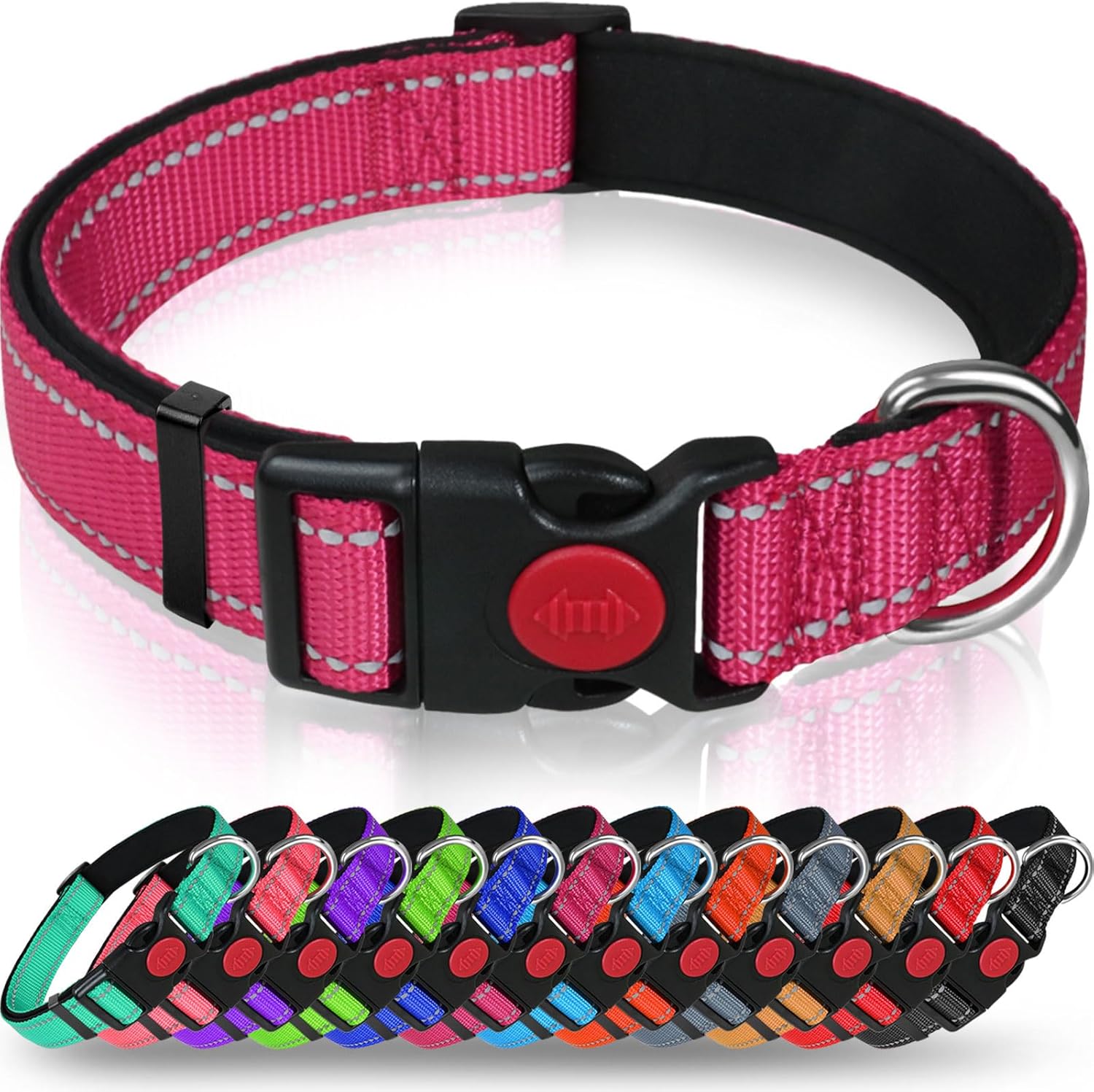 Taglory Reflective Nylon Dog Collar with Safety | PetNestUK
