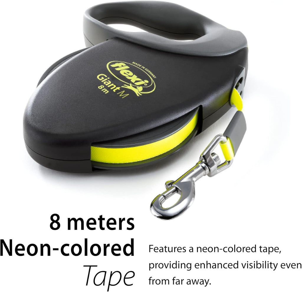 Flexi Giant Neon Tape Black Large 8m Retractable | PetNestUK