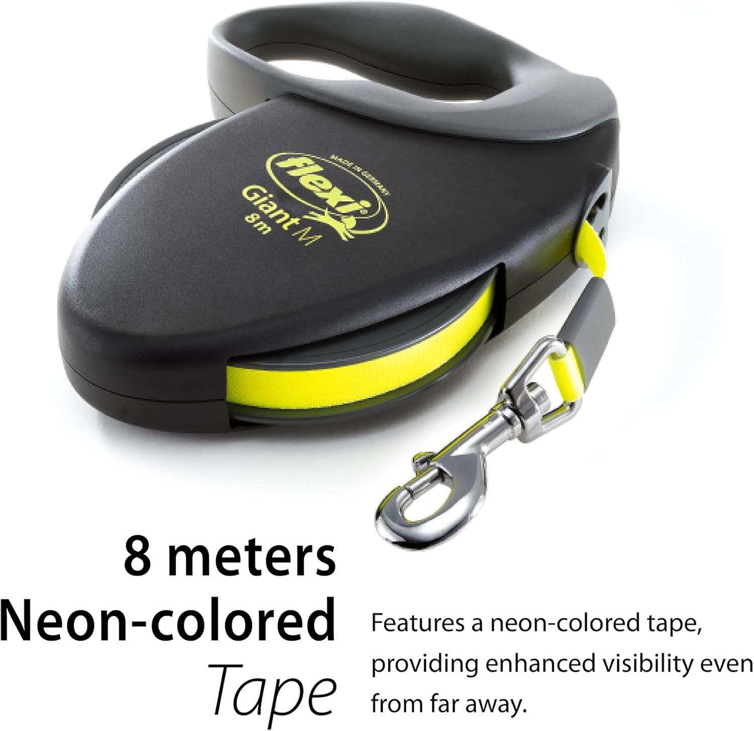 Flexi Giant Neon Tape Black Large 8m Retractable | PetNestUK
