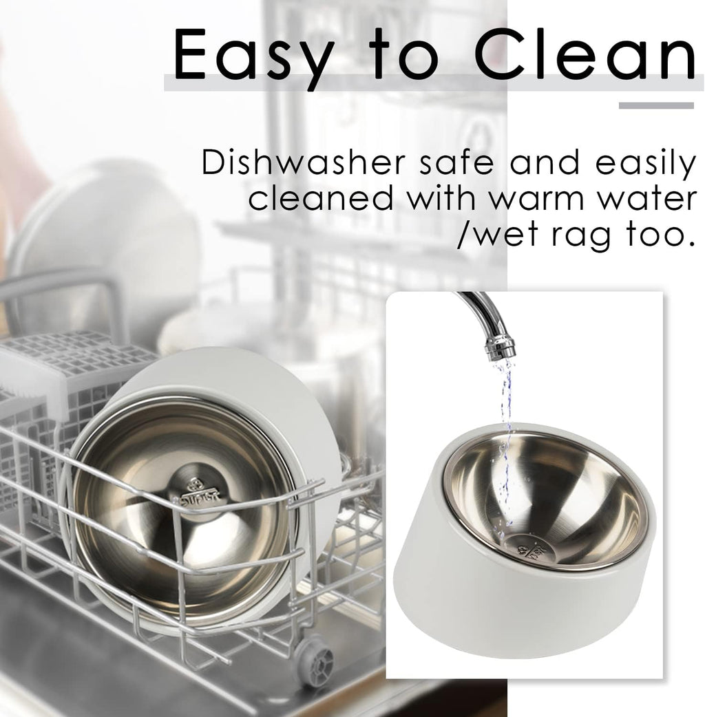 SuperDesign Slanted Stainless-Steel Pet Bowl