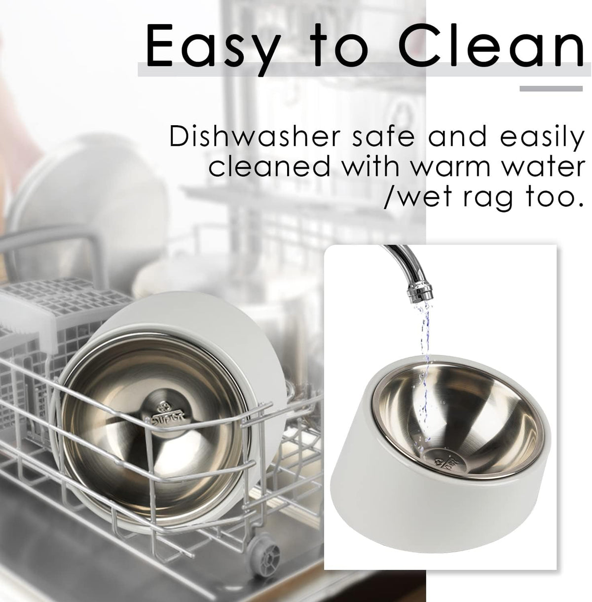 SuperDesign Slanted Stainless-Steel Pet Bowl