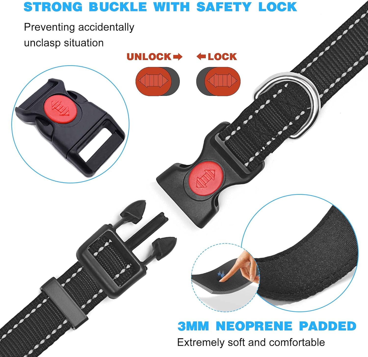 haapaw Reflective Dog Collar Padded with Soft | PetNestUK