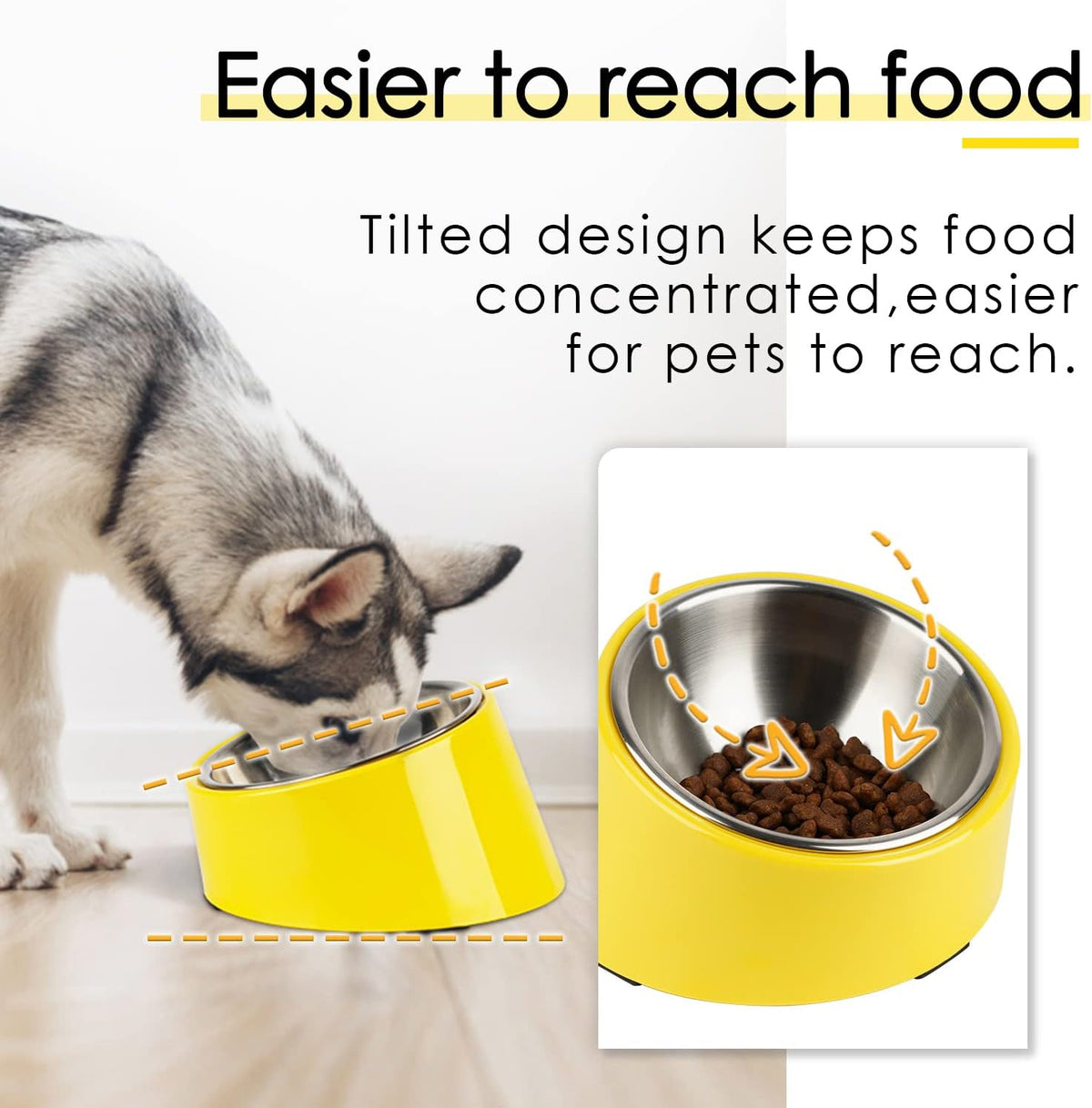 SuperDesign Slanted Stainless-Steel Pet Bowl