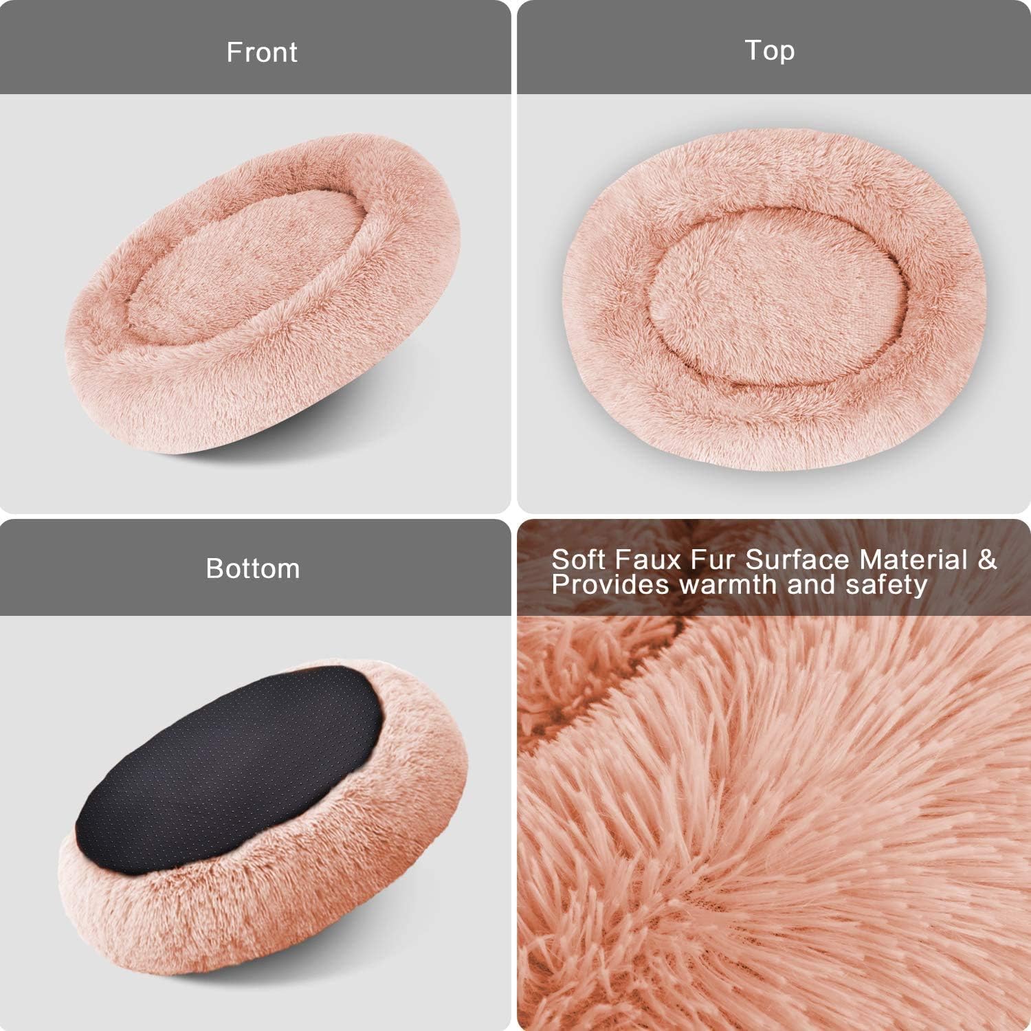 MFOX Calming Dog Bed Cat Bed Donut, Faux Fur | PetNestUK
