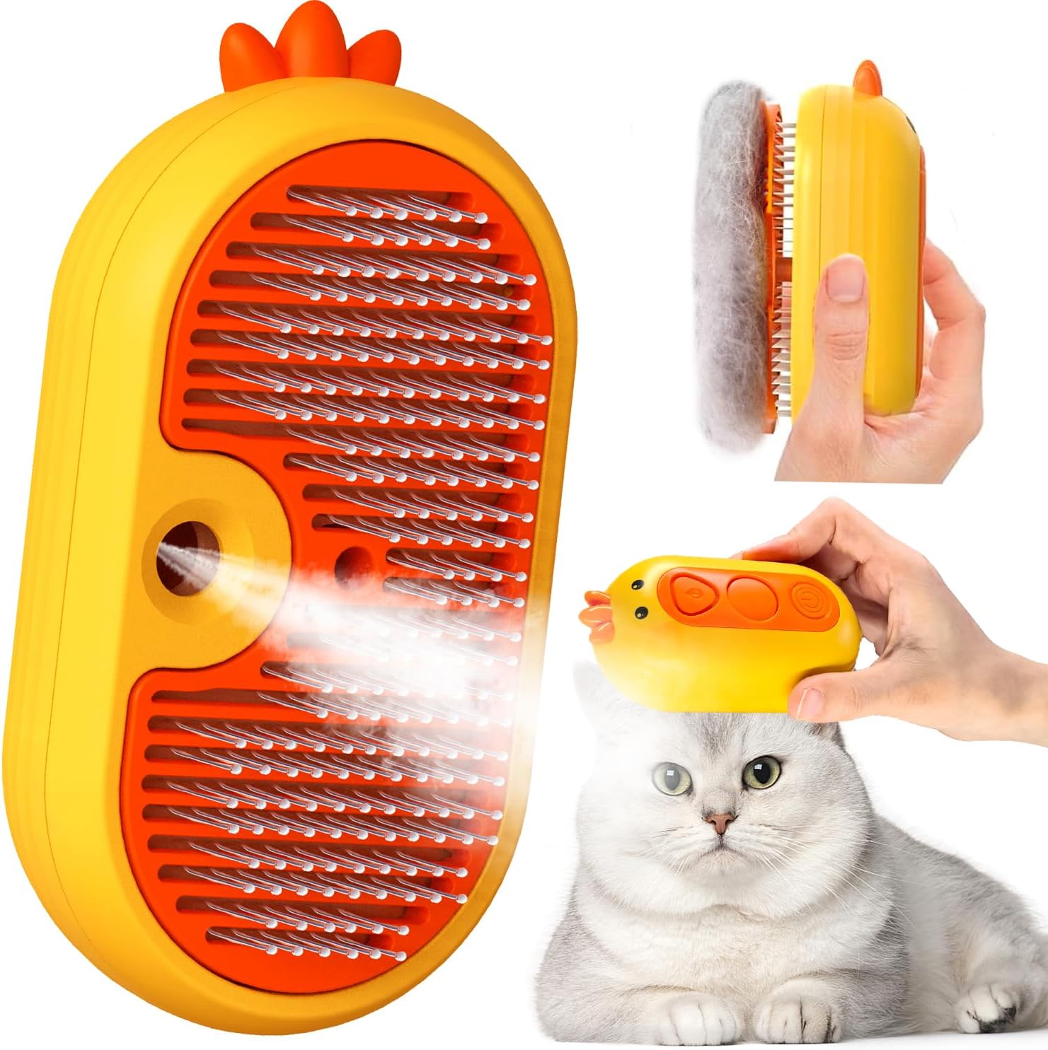 Cat Steam Brush with Release Button, | PetNestUK